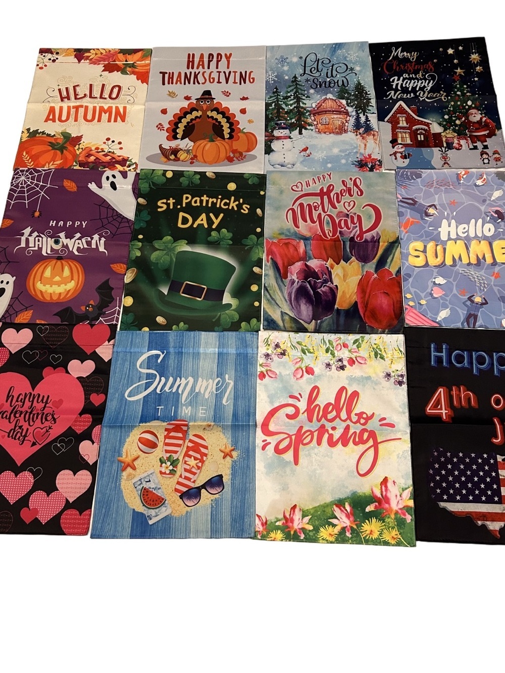 12 piece/set Seasonal Garden Flag Bundle - Assorted Holiday Designs NWT 12X17